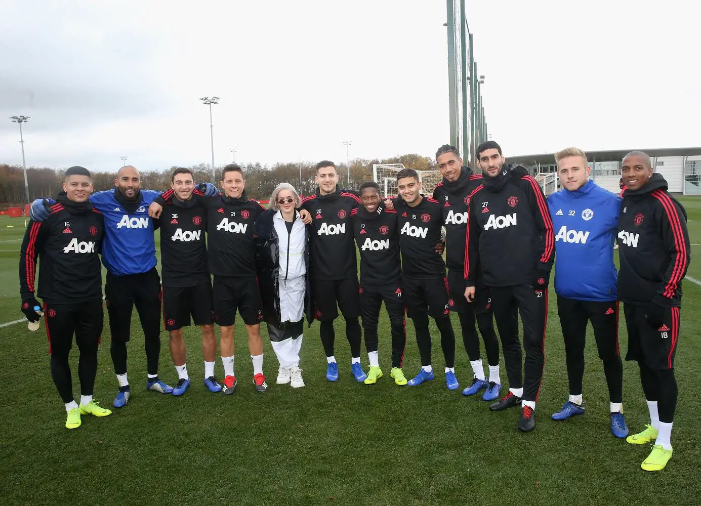 Anne Marie picture taken with Manchester United footballers